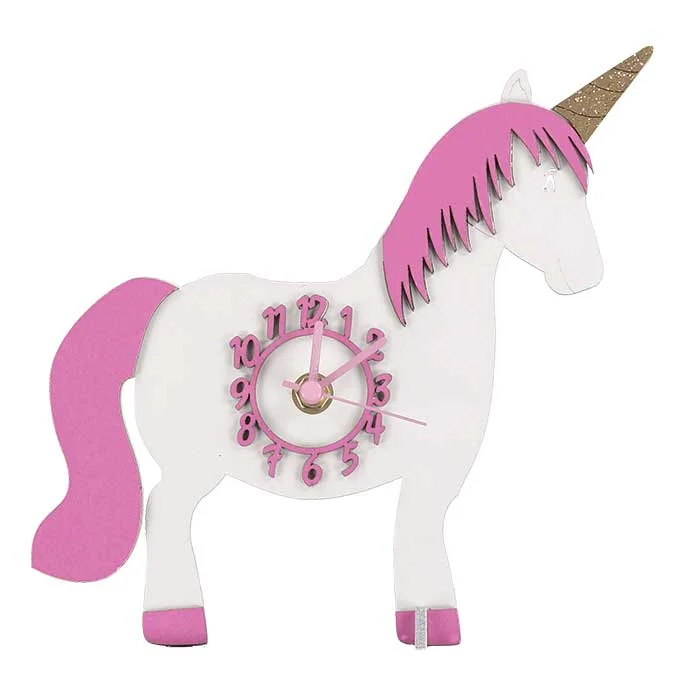 Mini standing handmade unicorn clock - a unique gift for a little one!
