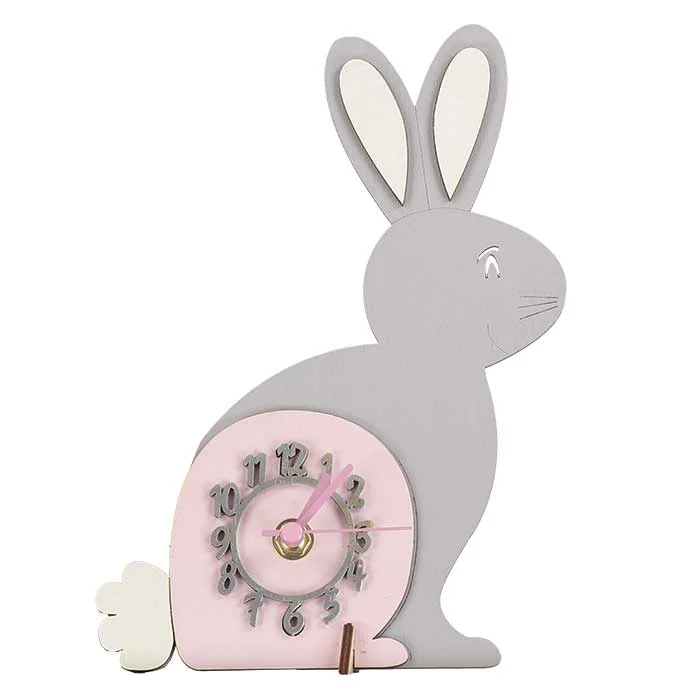 Mini standing handmade rabbit clock - a cute gift for a little one!