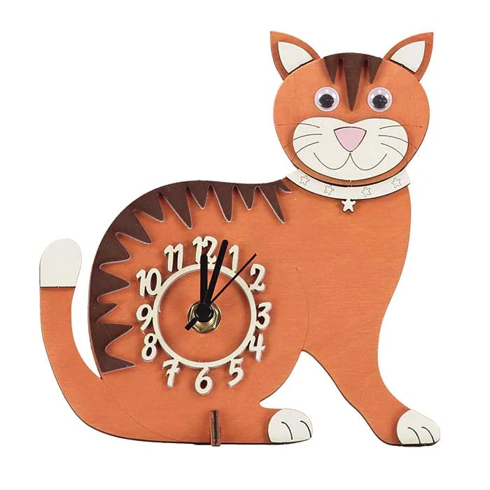 Mini standing handmade ginger cat clock - a cute gift for any cat lover!