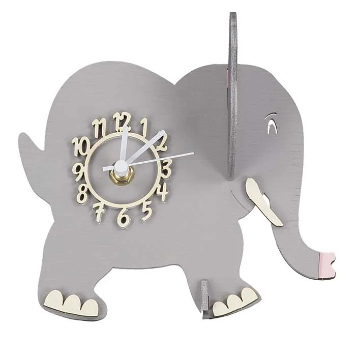 Mini standing handmade elephant clock - a great gift for elephant lovers, or an addition to a jungle themed bedroom!