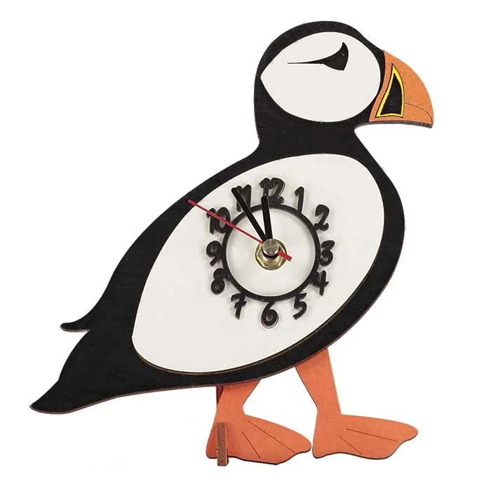 Mini standing mini wooden puffin puffin clock from Little Timbers
