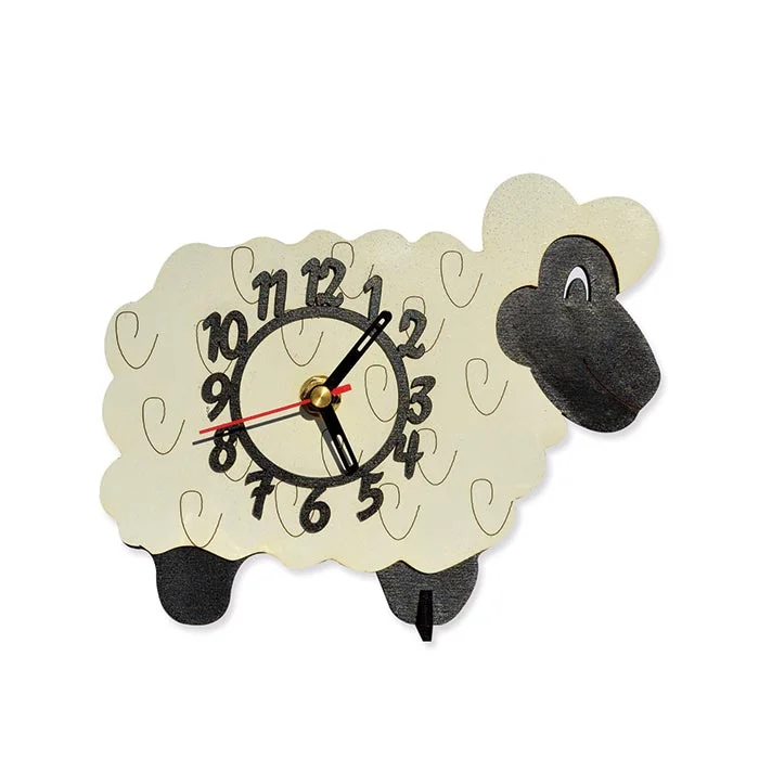 Mini standing wooden handmade white sheep clock from Little Timbers - ideal gift for farmer or farm themed children's bedroom!
