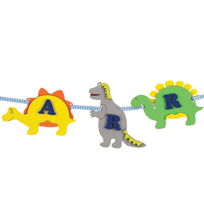 Personalised Brightly Coloured Dinosaur Name Garland — Little Timbers |  Handmade Personalised Gifts | Clocks, Signs & Garlands