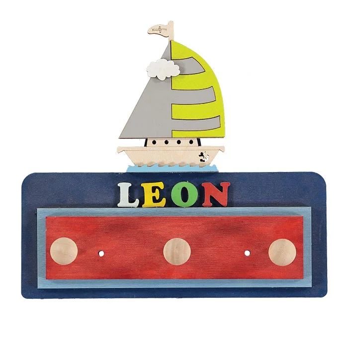 Personalised Yacht Boat Children's Coat Hook — Little Timbers