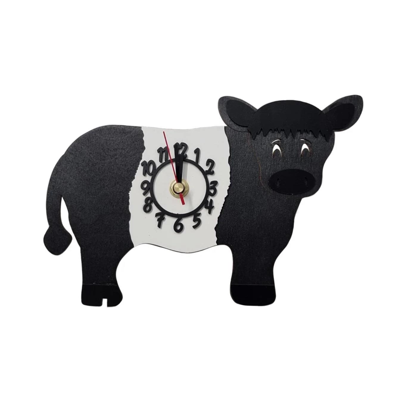 Belted Galloway Cow Mini Free Standing Wooden Clock