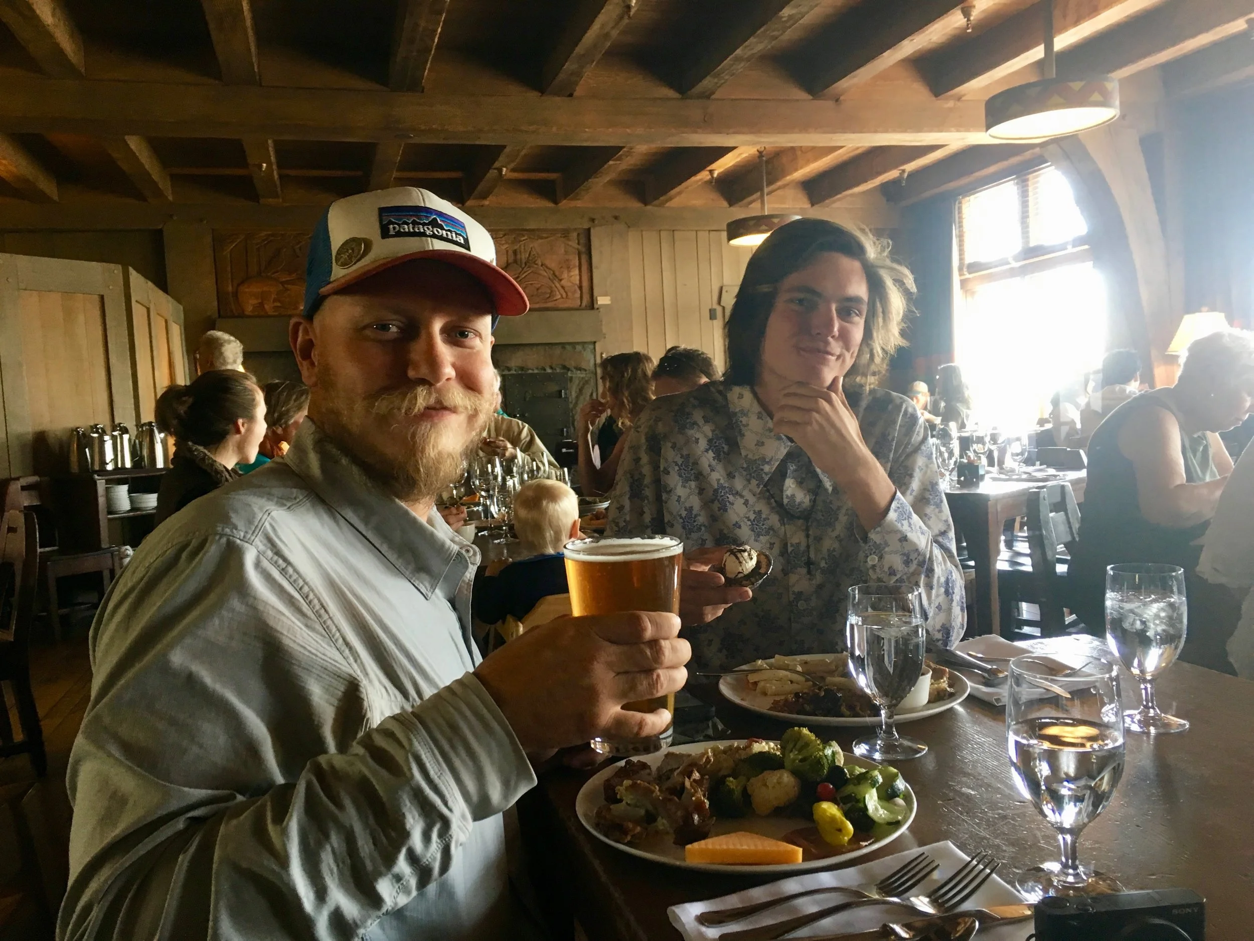 The buffet at Timberline Lodge is famous. Kind of pricy but worth the splurge. Be sure to ask the front desk to take a picture with the axe prop from The Shining , partially filmed at the Lodge.