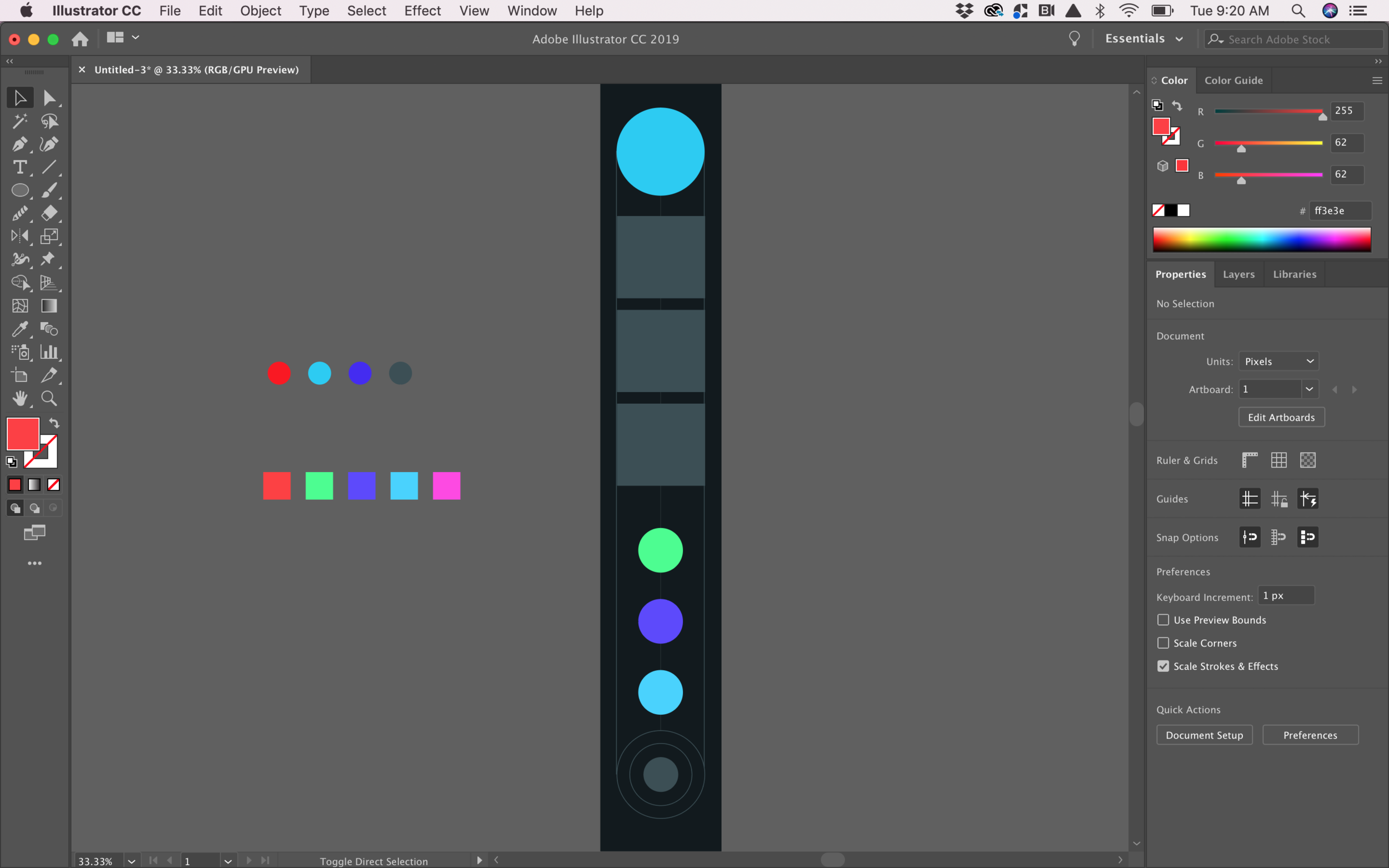 Static visual design and color palette