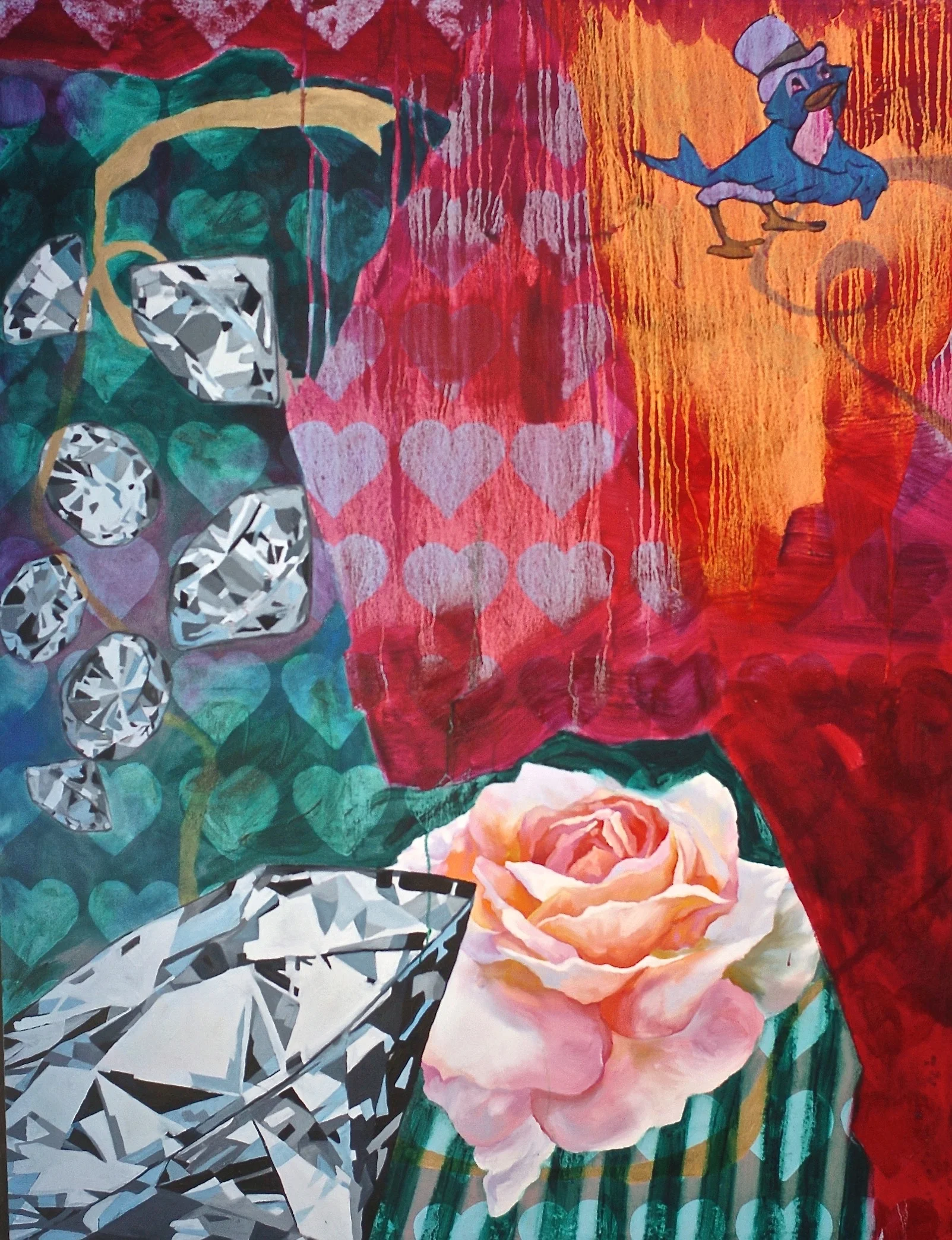 "My Man Makes Me Feel Like A Queen" , 2014 50x60in Oil, latex, and gold on canvas 