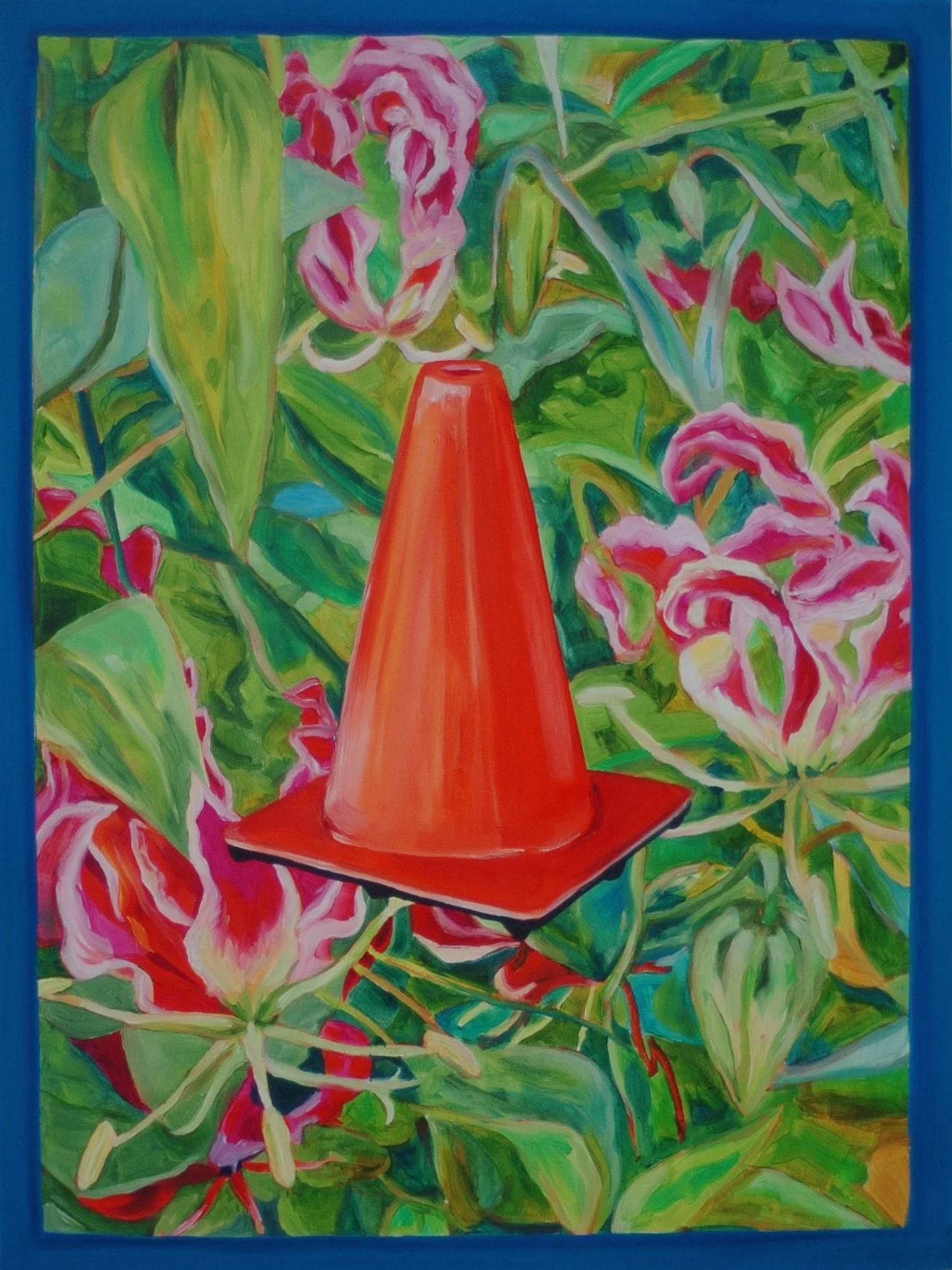 "Untitled (Gloriosa and Cone)" , 2017 18x24 in Oil on Panel 