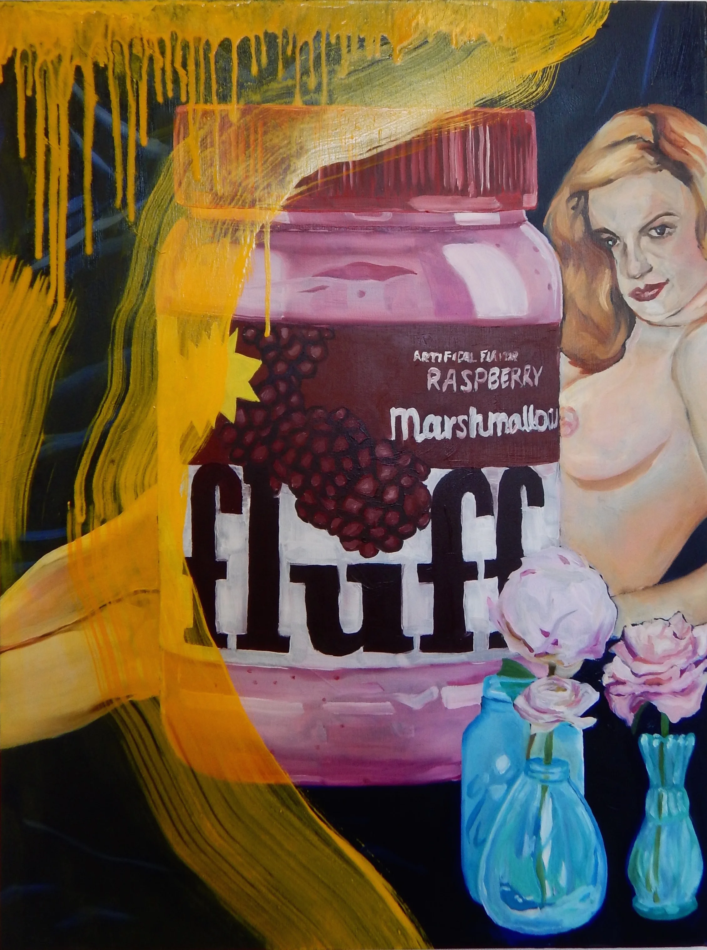 "Untitled (Marshmallow Fluff/Cheeesecake)" , 2017 18x24 in Oil and latex on panel