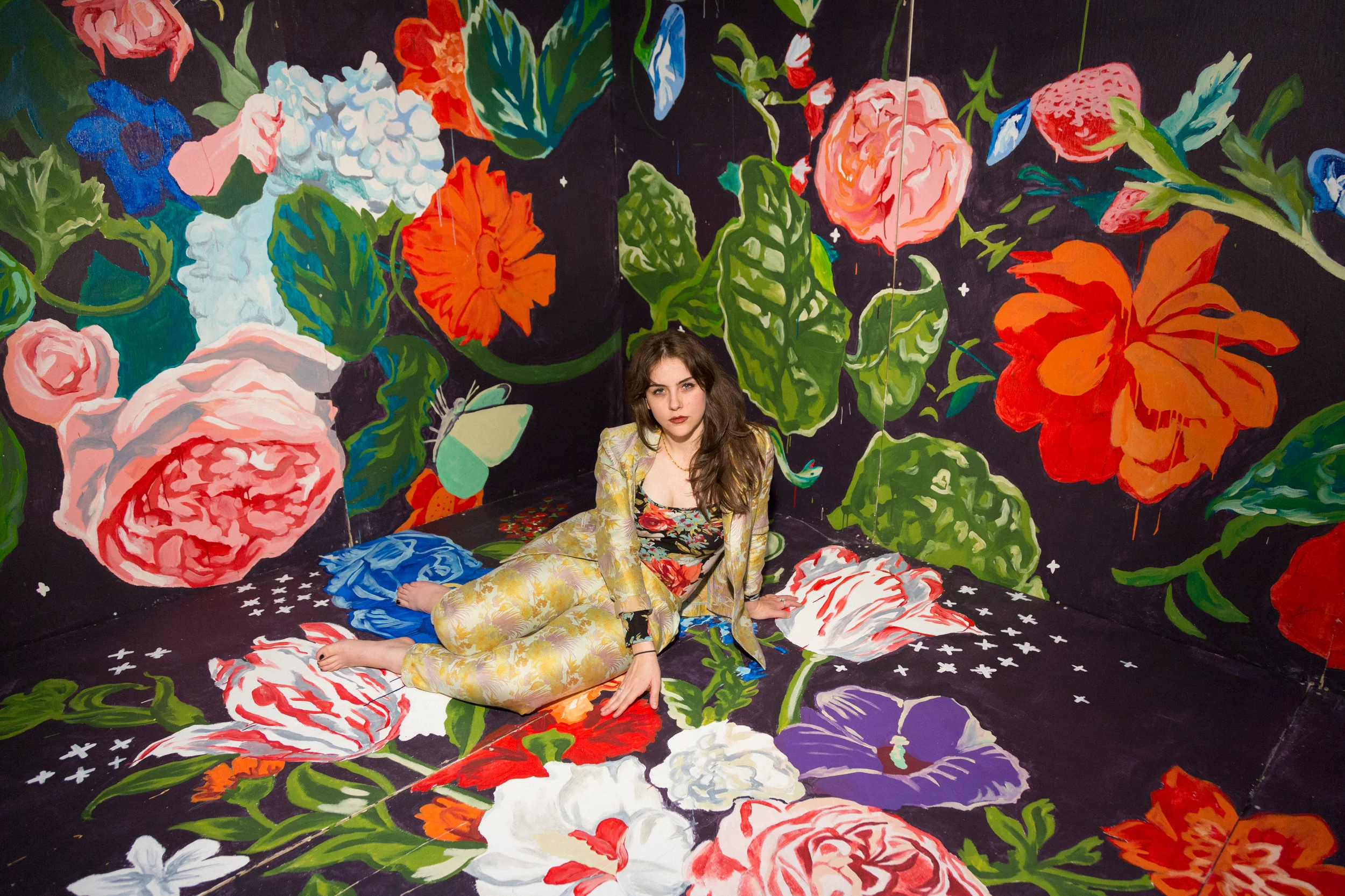 (Artist for scale) Large-scale floral painting for Micah E. Wood’s Music Video “Club Song”.
