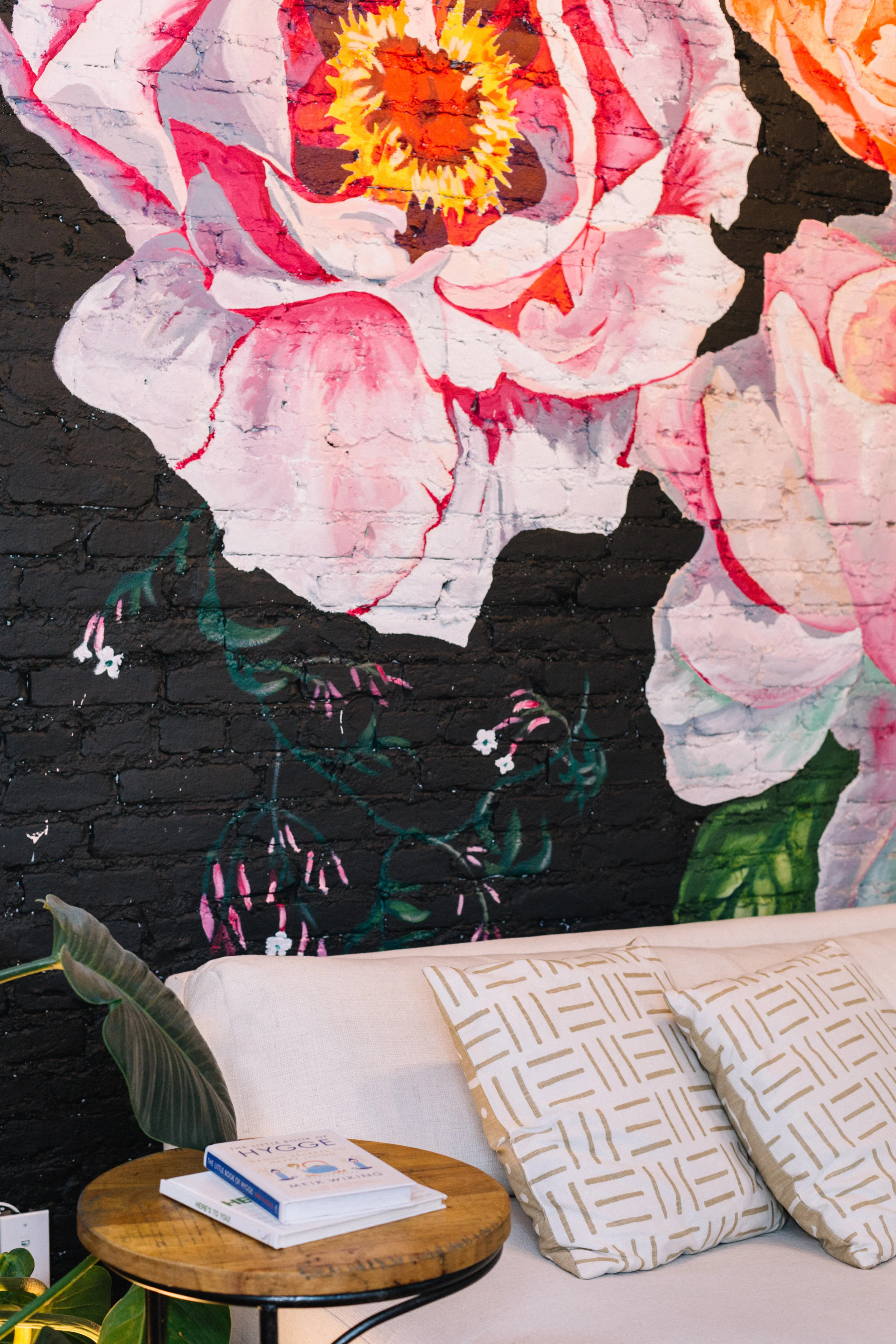 Detail, permanent mural installation at The Loft—Lash|Brow|Skin, Baltimore, MD. Photographs courtesy of Naomi at Urban Row Photography.