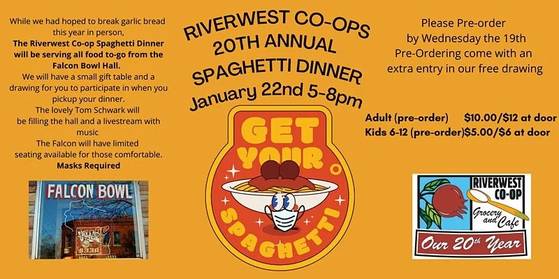 Annual Spaghetti Dinner January 22 5p to 8p- To-Go Edition