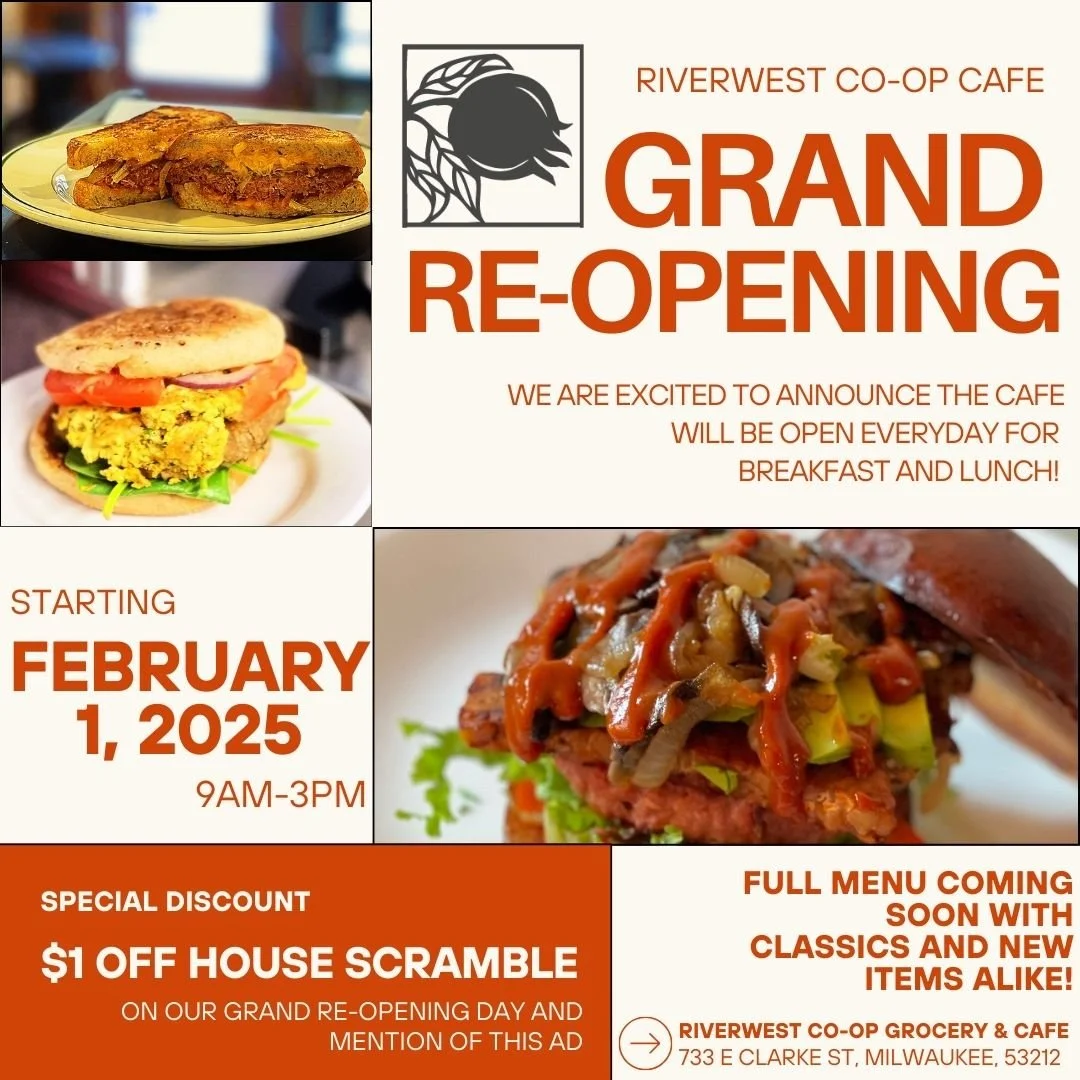 Riverwest Co-op Cafe Grand Re-opening February 1st!