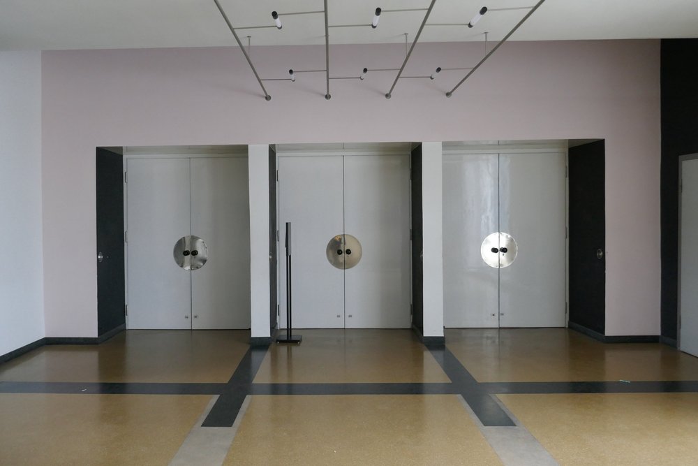  The art school from the inside with typical Bauhaus design and wall colors     