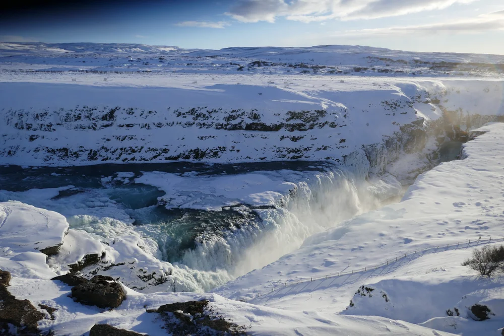  Gullfoss&nbsp;waterfall - I love how the ice has a glowing golden color   