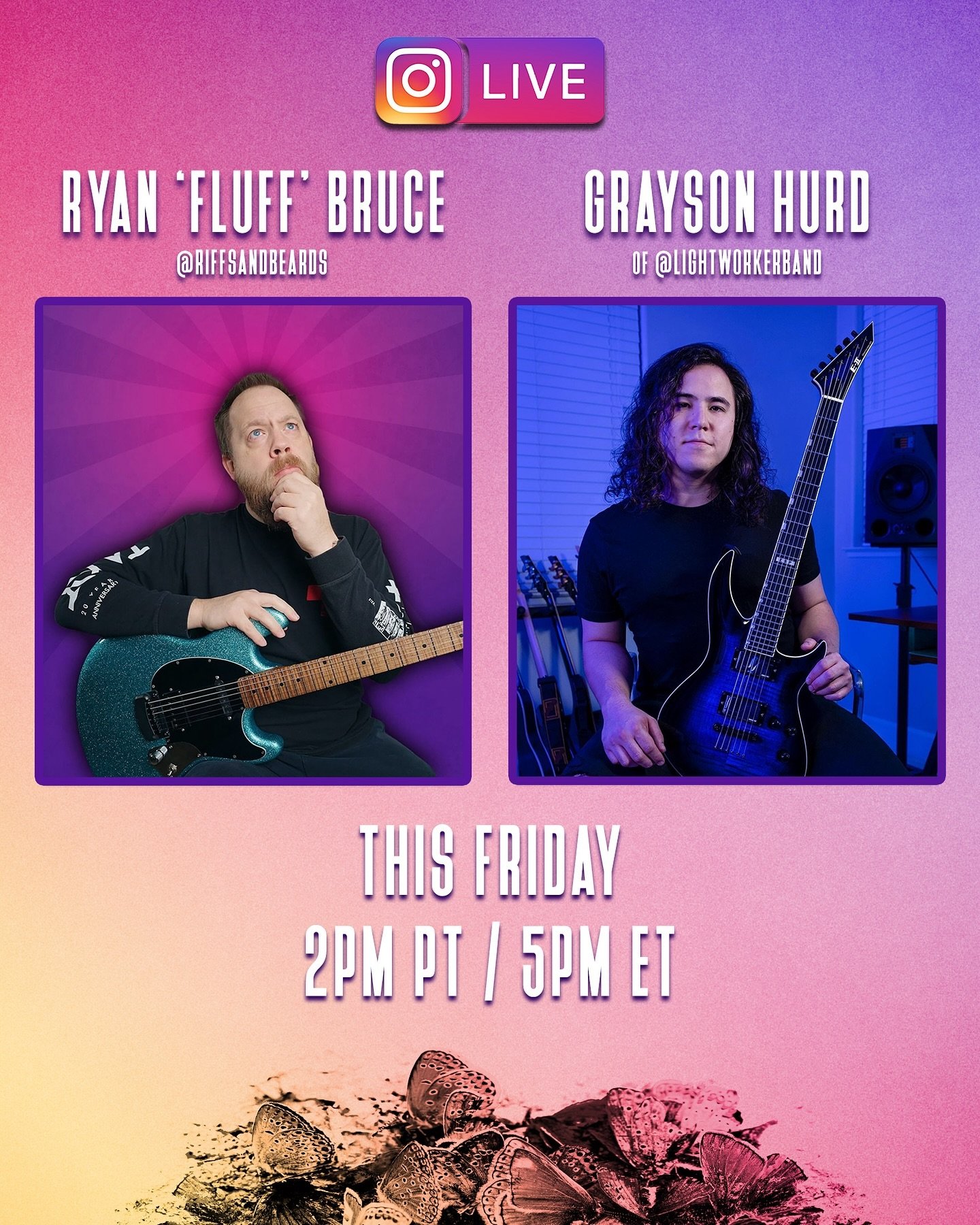 Grayson is going live with @riffsandbeards this Friday! Tune in here at 2pm PT / 5pm ET for a behind the scenes look at the gear we use, songwriting on the new album, and more 🔥👀