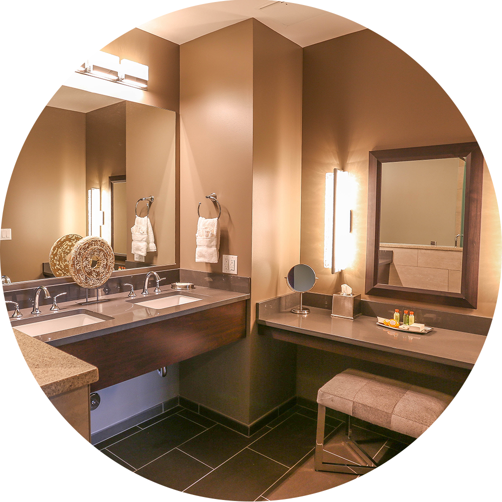 Newly renovated LCCR suite bathrooms captures a spa-like feel for guests.