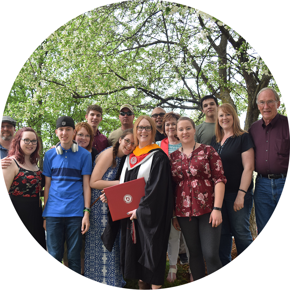 Sharla celebrating her Master of Arts in Interior Design with her family and friends. Washington State University, Spring 2018 Commencement Ceremony