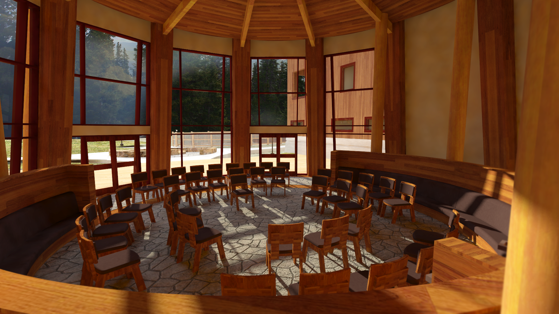 Large windows and dynamic shadows provides natural, dynamic light throughout the day.