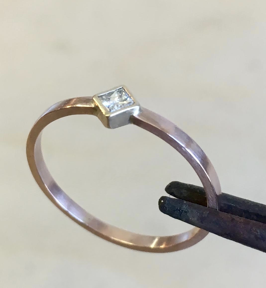 14K ROSE + YELLOW DIAMOND RING