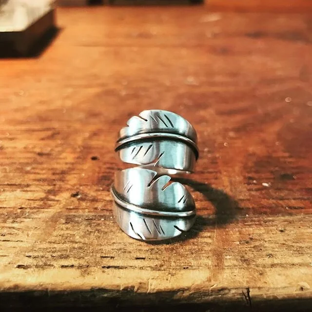 ✨S O L D✨swipe 👉 for 👀 .
.
#saltandgritjewelry #handmadejewelry #handmade #jewelry #jeweler #silversmith #goldsmith #antiques #antiquetools #feathers #handcraftedjewelry #handmaderings #benchjeweler #nature #passion #fashionjewelry #dadsanddaughter