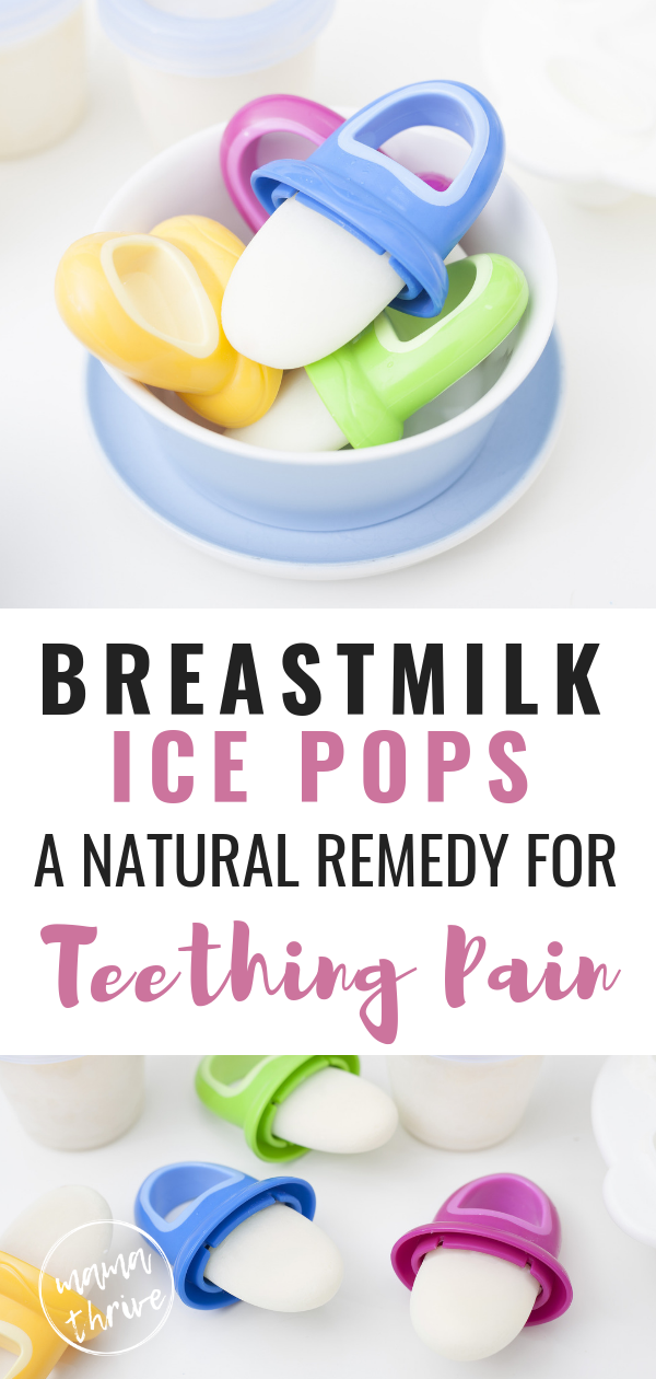 Looking for a super awesome, natural (and nutritious) way to relieve teething pain for your breastfeeding baby? Have no fear - breastmilk ice pops are here! Check out this incredibly quick and easy recipe for baby here. #breastfeeding #breastmilk #icepops #babyrecipes #toddlerrecipes #introducingsolids #popsicles