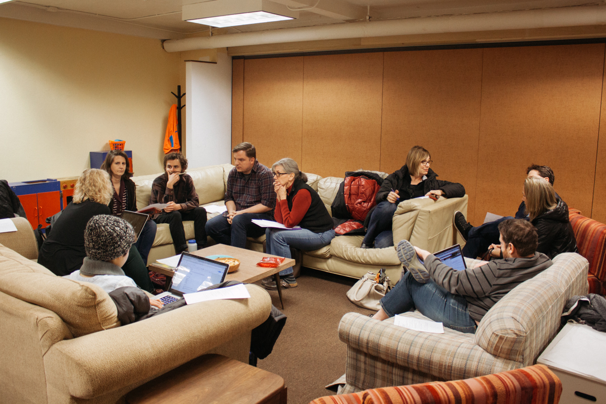 All Things New kickoff meeting in the basement of UCC. 