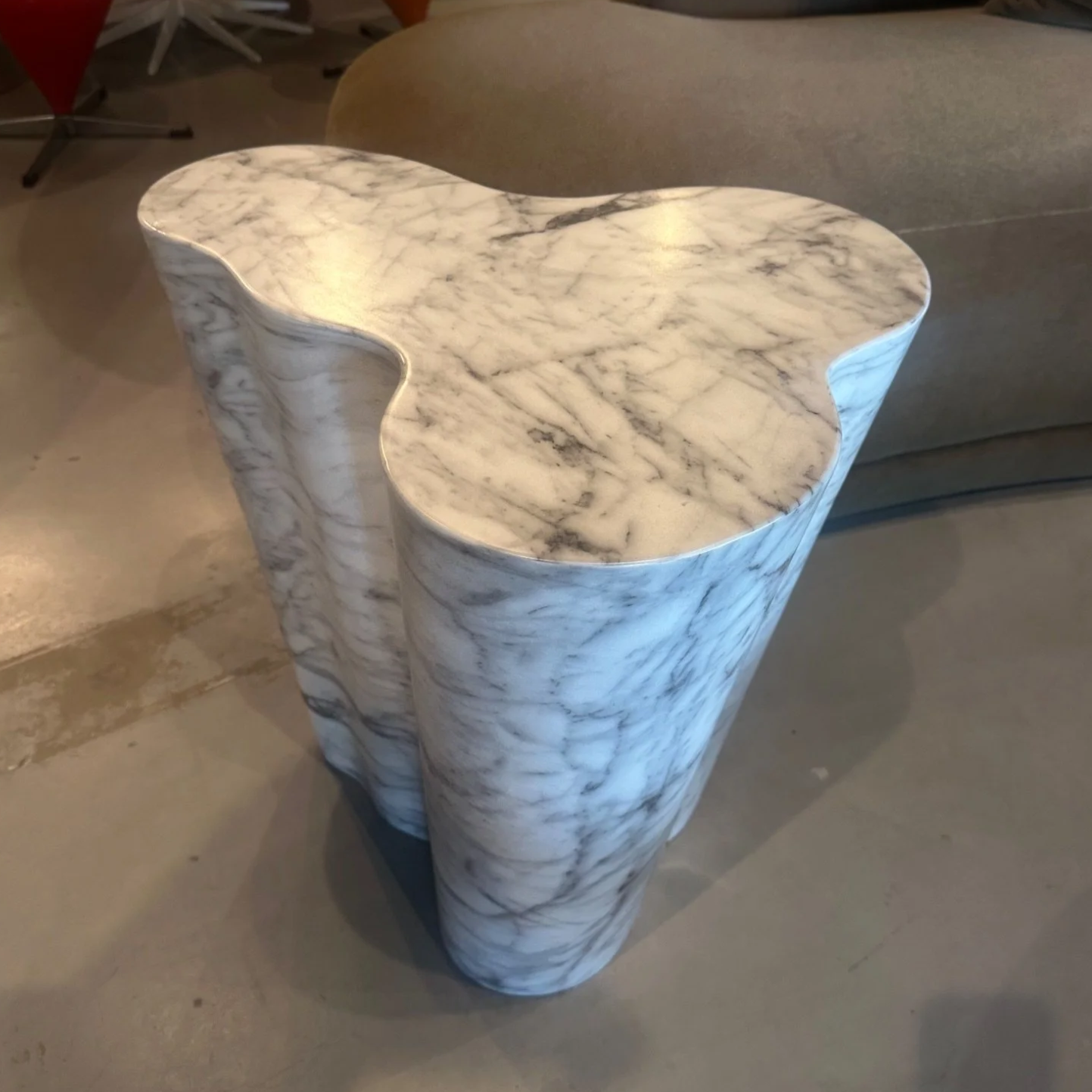 Faux Painted Marble  | Tall Organic Side Table