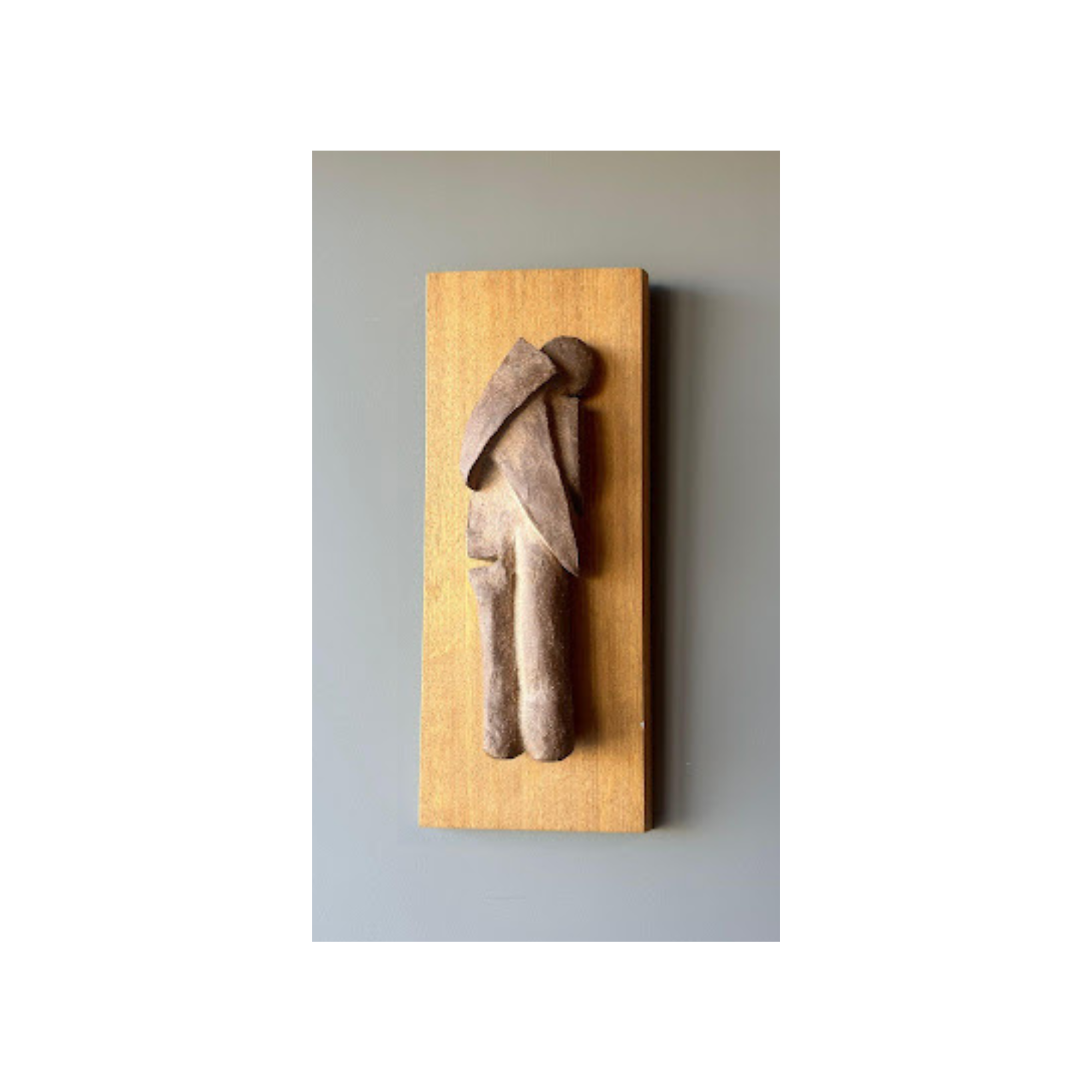 Abstract Human Figure Sculpture | Ceramic on Wood Small