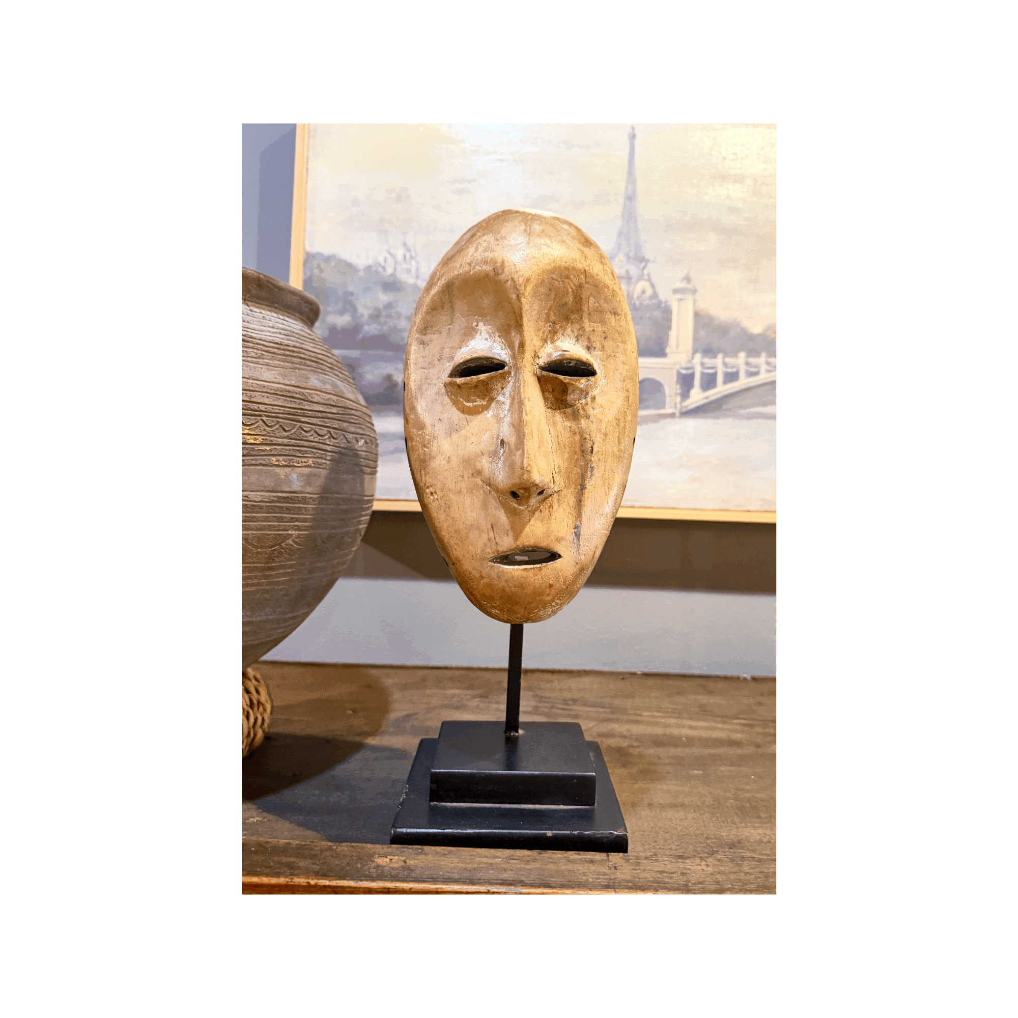 African Mask | Light Brown on Pedestal
