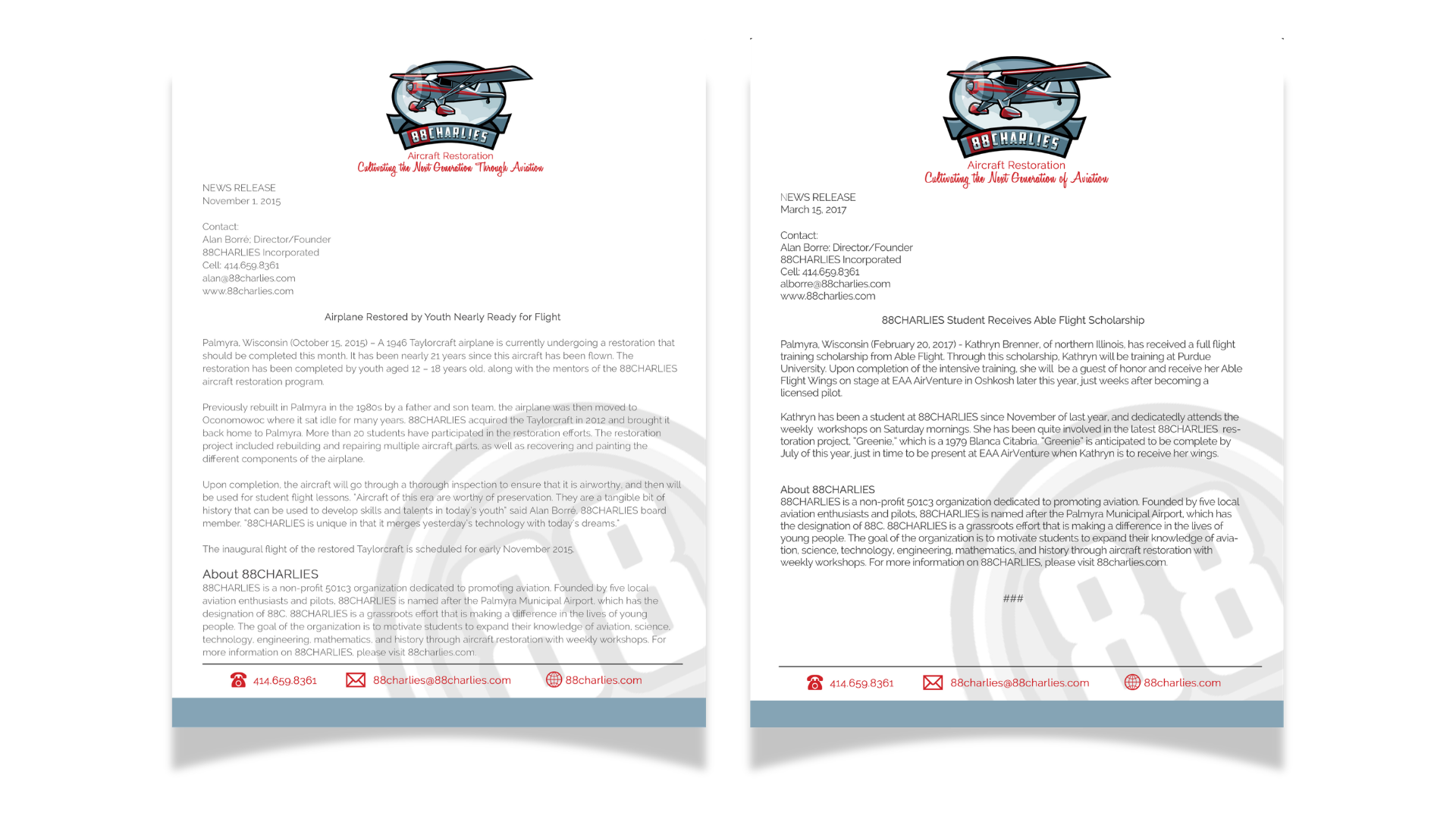 Press release documents for 88CHARLIES announcements.