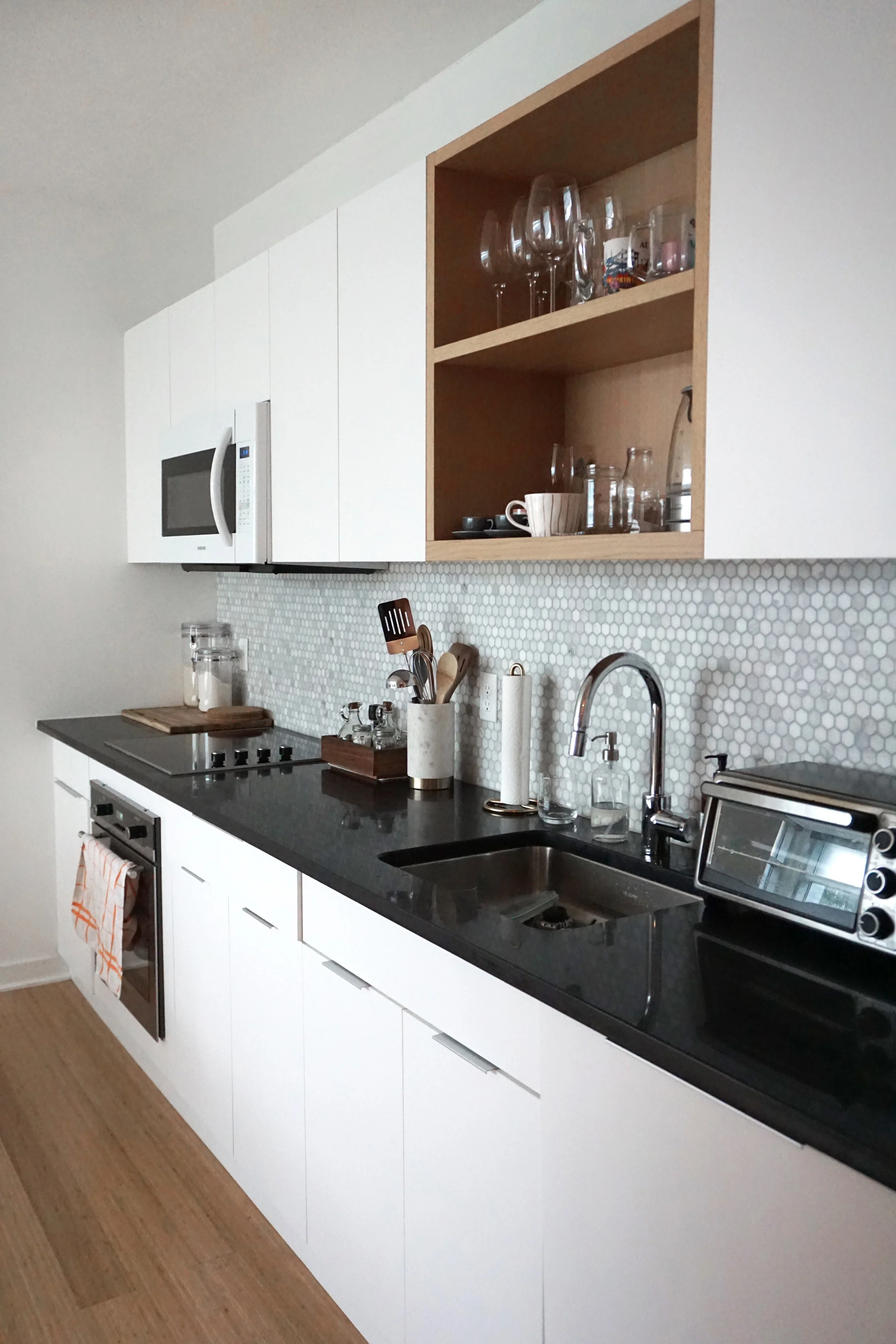 Walk down and you’ll see my kitchen to the right