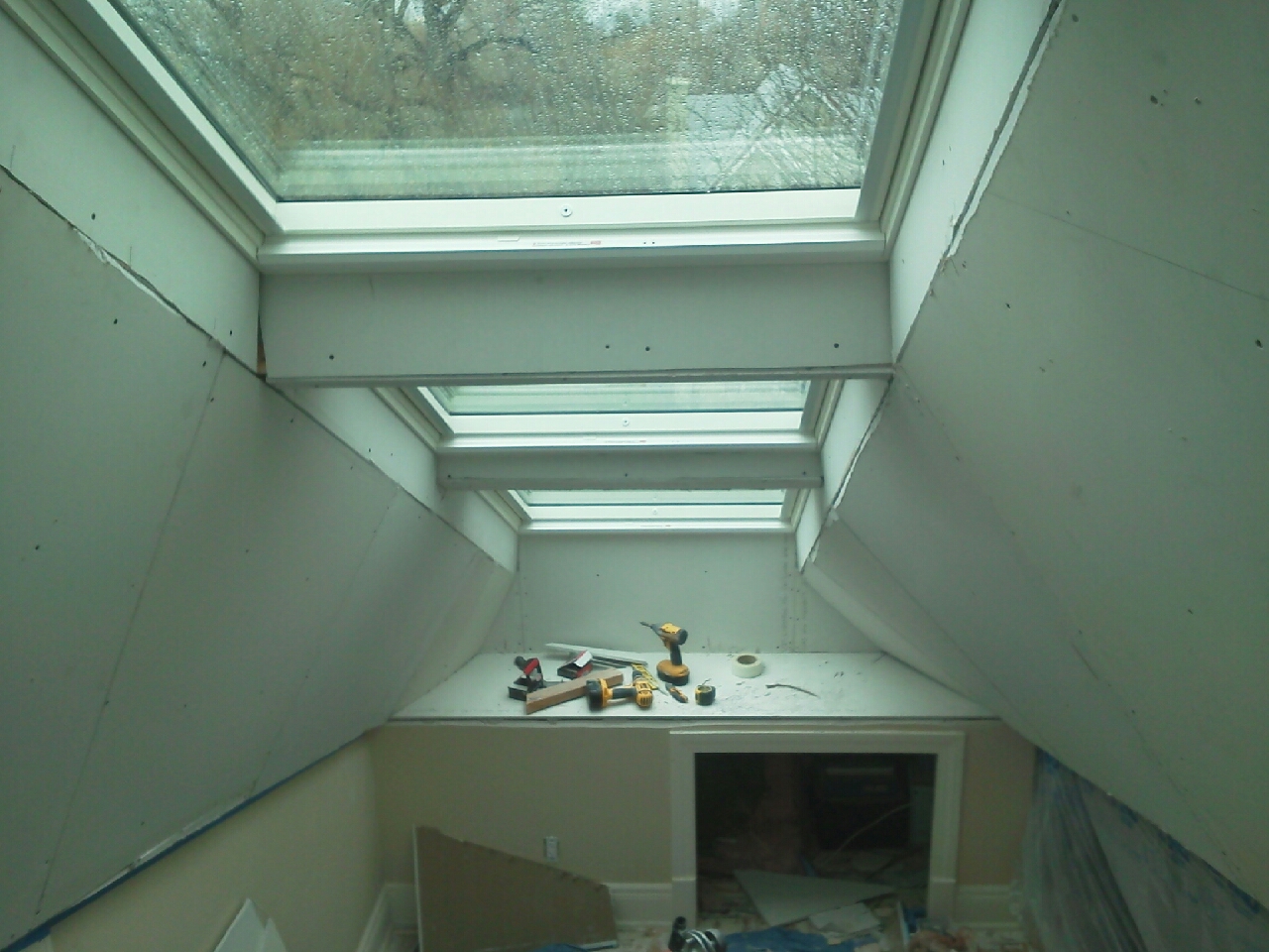 Drywall Flare-7 Skylights installed in attic