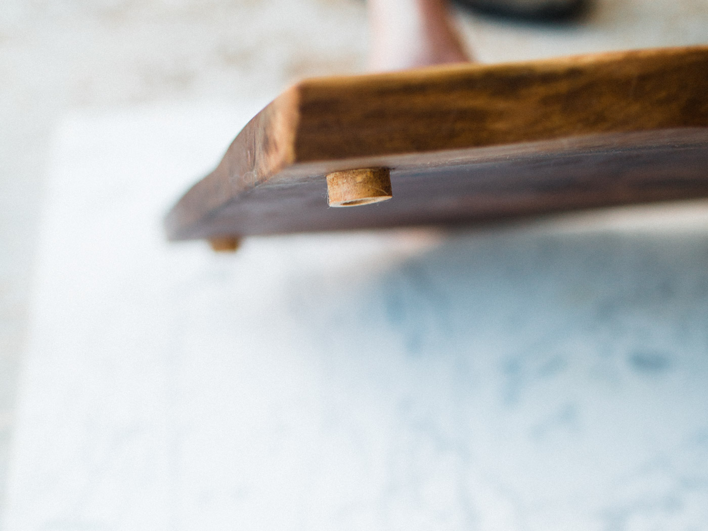 BeReclaimed - Black Walnut Cheese Board - Detail of Feet.jpg