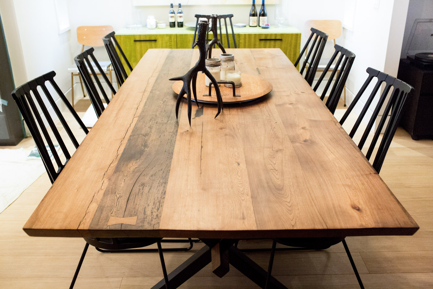 BeReclaimed - Reclaimed Wood Table - Custom Made Elm with Steel X Base - Cabbagetown.jpg