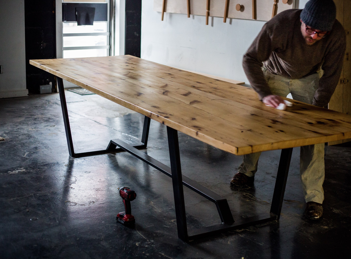 BeReclaimed - Reclaimed Wood Table - Pine on Custom Steel Frame - Riverdale Toronto.jpg