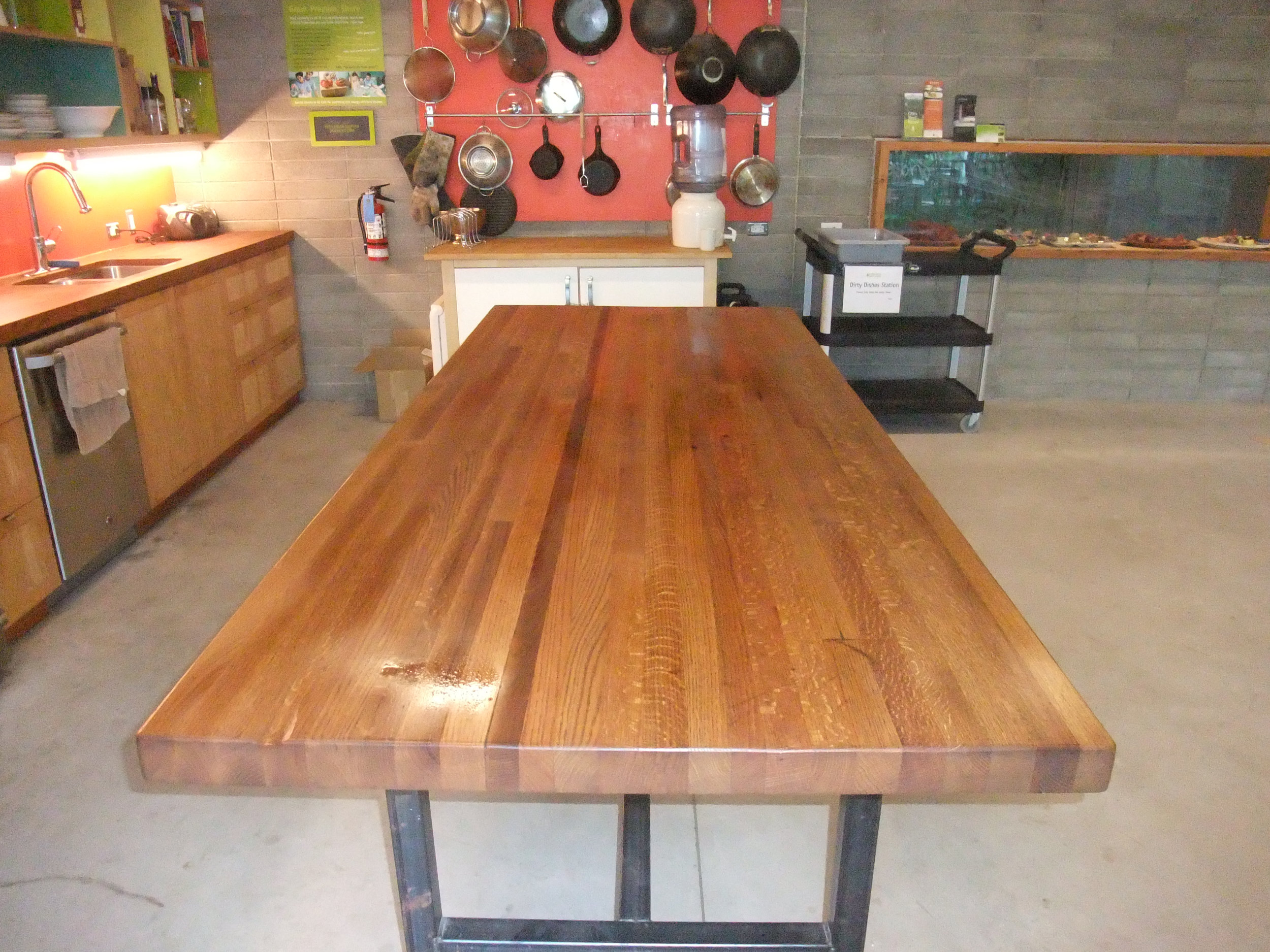BeReclaimed - Reclaimed Wood Table - Oak from Pearson Airport with Custom Welded Steel Frame at Evergreen Brick Works.jpg