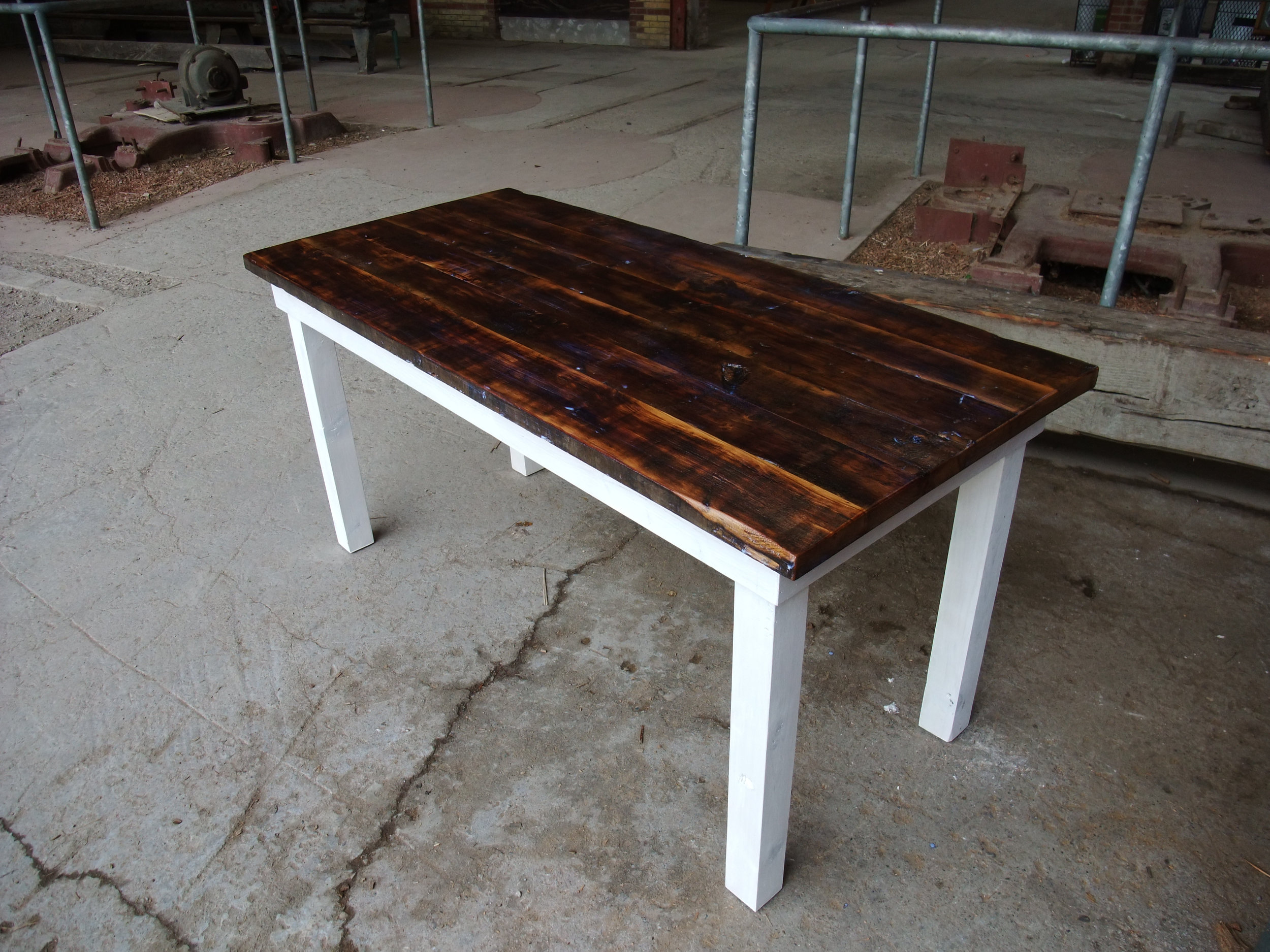 BeReclaimed - Reclaimed Wood Table - Pine with Rustic Patina and White Wash Legs.jpg