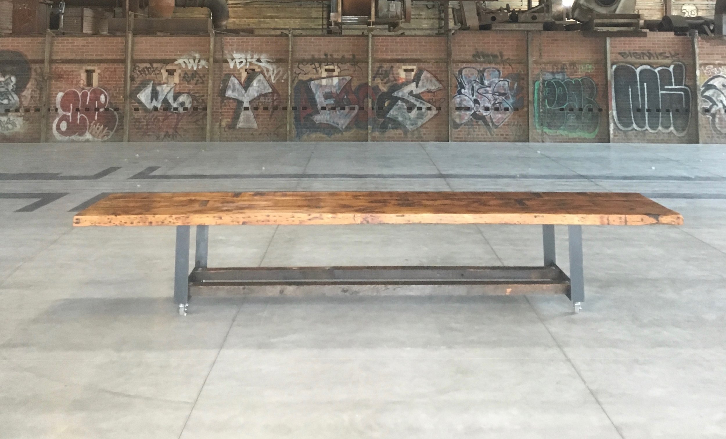 BeReclaimed - Reclaimed Wood Table - Salvaged Pine on Custom Metal Legs - Evergreen Brick Works.jpg