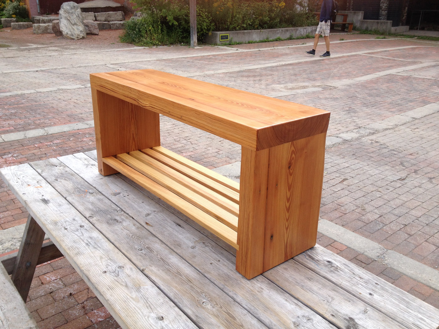 BeReclaimed - Reclaimed Wood Bench - Custom Made Douglas Fir Bench with shelf.jpg