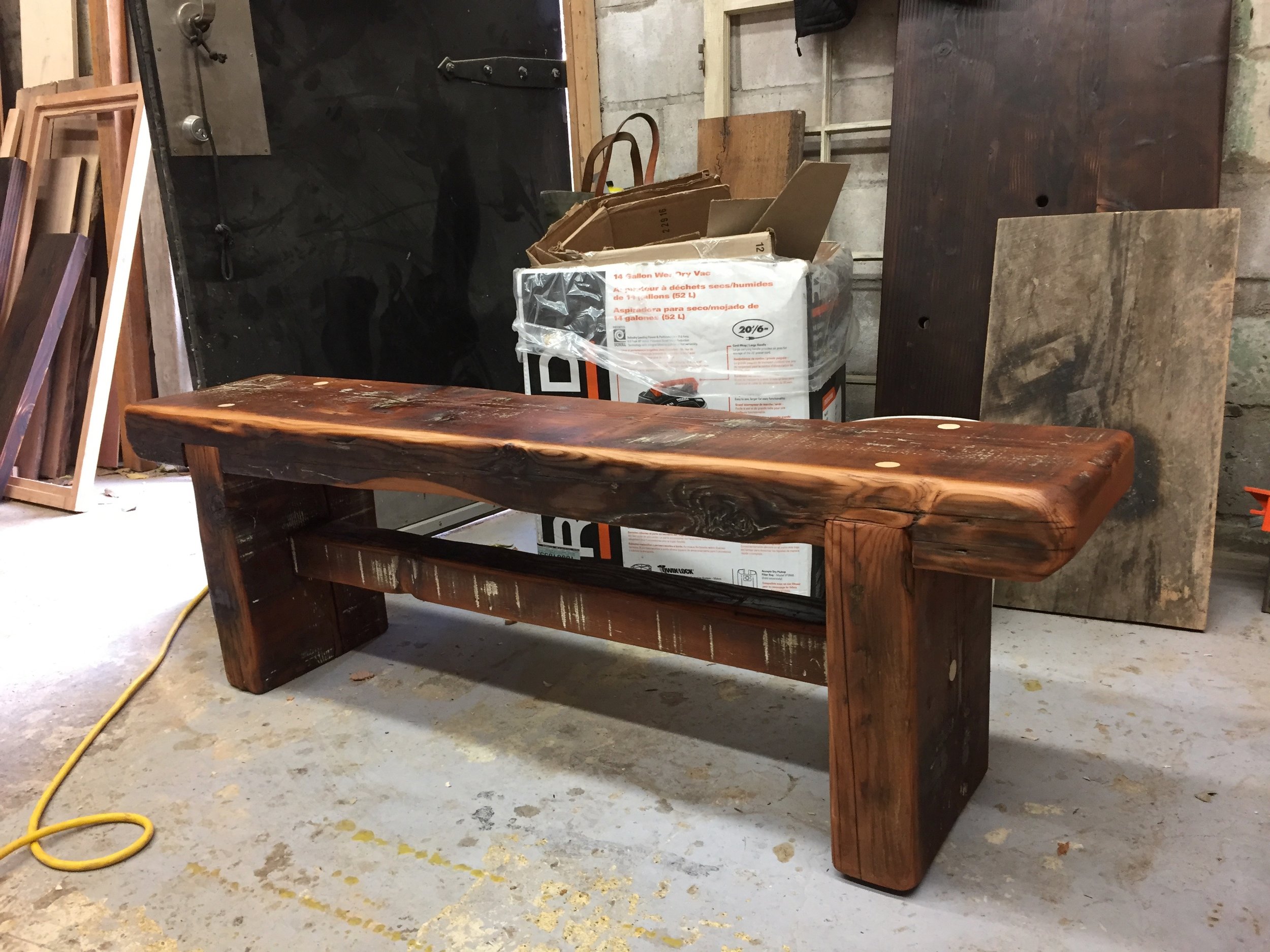 BeReclaimed - Reclaimed Wood Bench - Rustic Douglas Fir with Trestle.jpg