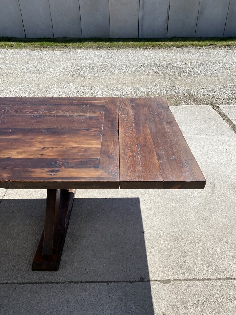 Reclaimed Wood Harvest Table with Wooden  X-legs and Trestle