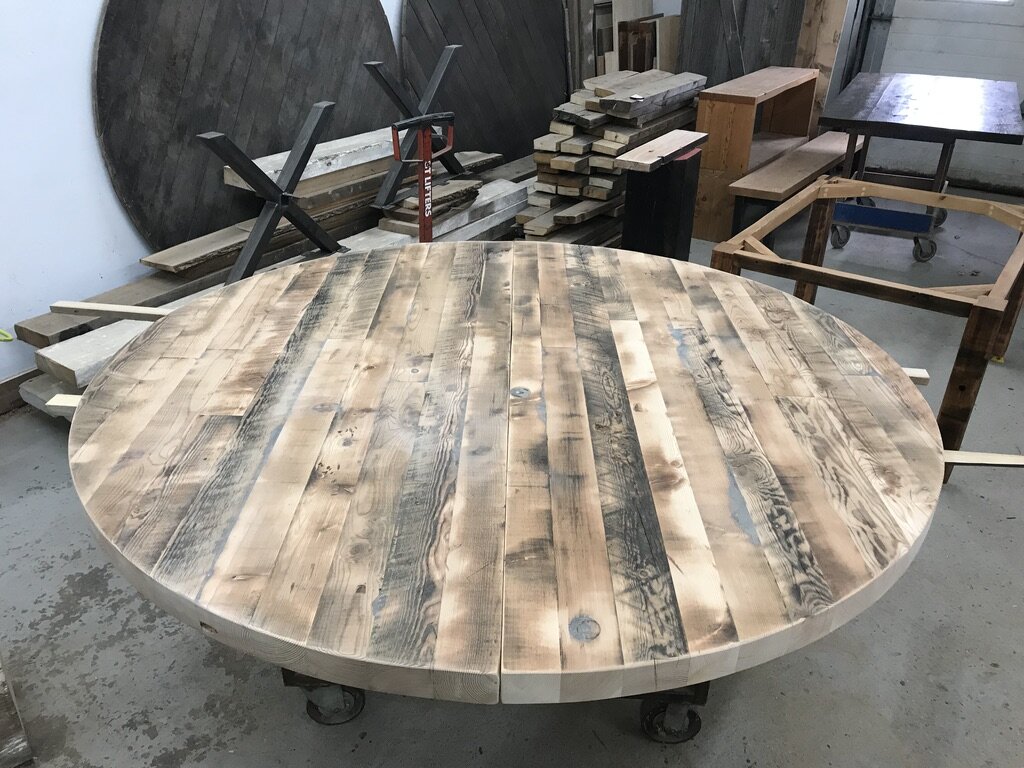 bereclaimed custom furniture design toronto collingwood muskoka reclaimed wood and metal round office conference table2.jpg