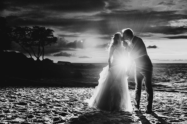 There was actually a super epic sunset on this evening and for as much as I love color... I also can&rsquo;t resist the power of a good B&amp;W and the way in which it freezes moments in time. .
.
.
.
.
.
 #chantellekananiphotography  #hawaiiweddingp