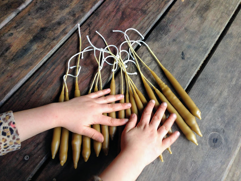 Hand-dipped beeswax candles