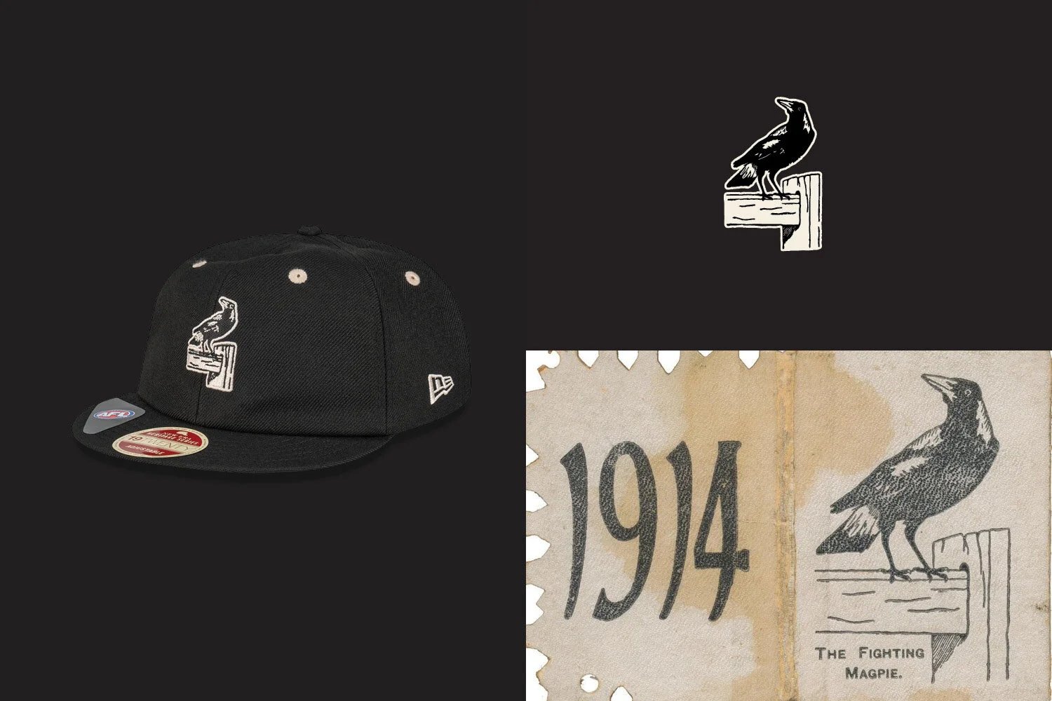 Chad Mann Projects brand agency, New Era x AFL 100 year cap collection, vintage Collingwood Magpies