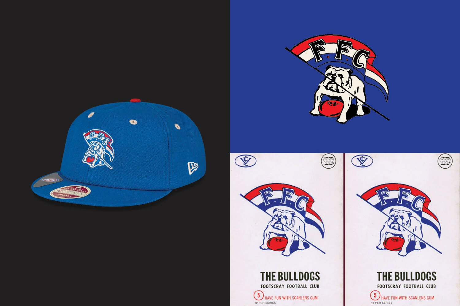 Chad Mann Projects brand agency, New Era x AFL 100 year cap collection, vintage Footscray Bulldogs, Footscray Tri Colours