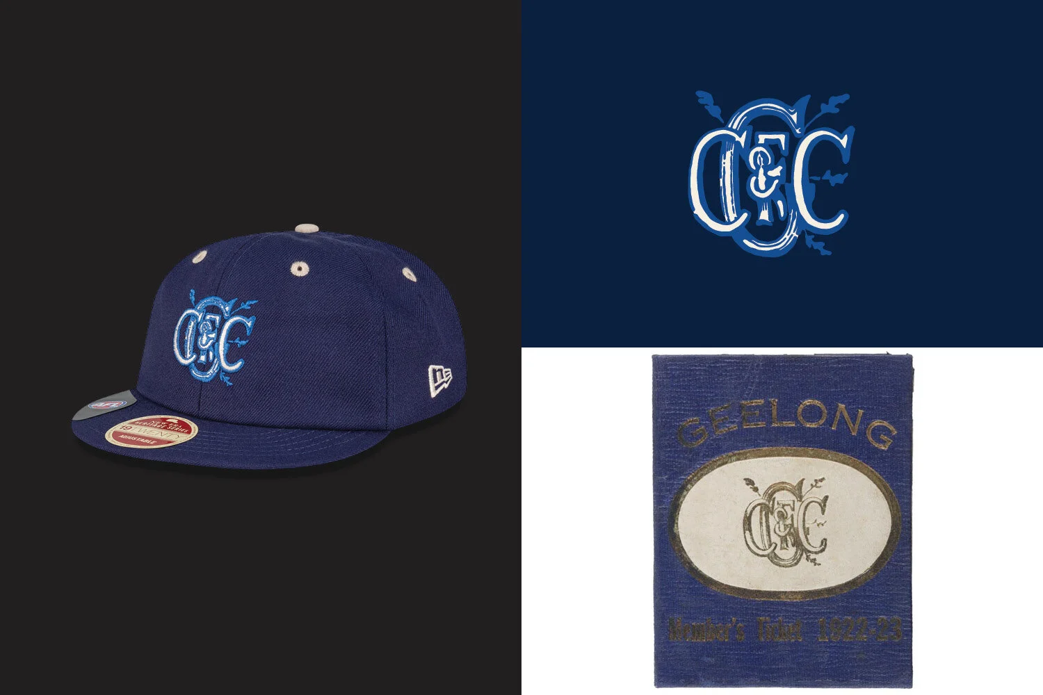 Chad Mann Projects brand agency, New Era x AFL 100 year cap collection, vintage Geelong Cats