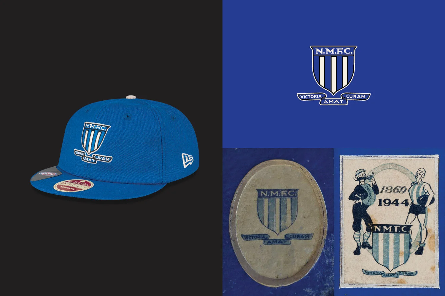 Chad Mann Projects brand agency, New Era x AFL 100 year cap collection, vintage North Melbourne Kangaroos Shinboners NMFC